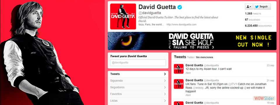 Su página en Twitter y Facebook